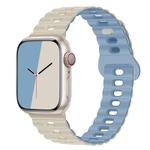 For Apple Watch SE 40mm Reverse Buckle Breathable Silicone Watch Band(Antique White Mist Blue)