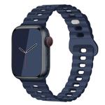 For Apple Watch Series 3 38mm Reverse Buckle Breathable Silicone Watch Band(Indigo Blue)