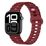 For Apple Watch Series 10 42mm Reverse Buckle Breathable Silicone Watch Band(Wine Red)