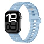 For Apple Watch Series 10 42mm Reverse Buckle Breathable Silicone Watch Band(Sky Blue)