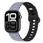 For Apple Watch Series 10 42mm Reverse Buckle Breathable Silicone Watch Band(Obsidian Grey Black)