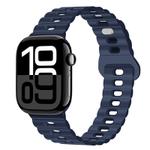 For Apple Watch Series 10 46mm Reverse Buckle Breathable Silicone Watch Band(Indigo Blue)