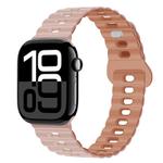 For Apple Watch Series 10 46mm Reverse Buckle Breathable Silicone Watch Band(Oxford Pink Rose Gray)