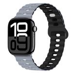 For Apple Watch Series 10 46mm Reverse Buckle Breathable Silicone Watch Band(Obsidian Grey Black)