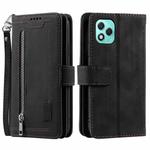 For Honor 400 Lite Nine Card Zipper Bag Leather Phone Case with Lanyard(Black)