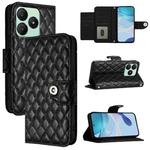 For Wiko T20  Rhombic Texture Flip Leather Phone Case with Lanyard(Black)