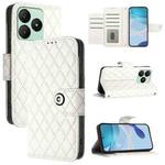 For Wiko T20  Rhombic Texture Flip Leather Phone Case with Lanyard(White)