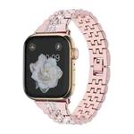 For Apple Watch SE 2023 44mm Bling Diamond Chain Metal Watch Band(Rose Pink)