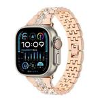 For Apple Watch Ultra 2 49mm Bling Diamond Chain Metal Watch Band(Rose Gold)