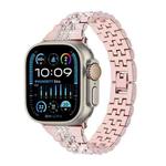 For Apple Watch Ultra 2 49mm Bling Diamond Chain Metal Watch Band(Rose Pink)