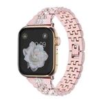 For Apple Watch Series 9 45mm Bling Diamond Chain Metal Watch Band(Rose Pink)