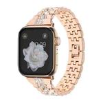 For Apple Watch SE 44mm Bling Diamond Chain Metal Watch Band(Rose Gold)