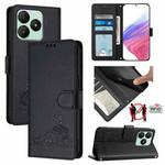 For Wiko T20 Cat Rat Embossed RFID Leather Phone Case with Lanyard(Black)