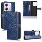 For Xiaomi Poco M7 Pro 5G / Redmi Note 14 5G Honeycomb Dot Texture Leather Phone Case(Blue)