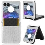 For Motorola Razr 50 Honeycomb Dot Texture Card Slot Leather Phone Case(Silver)