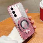 For vivo S16 / S16 Pro Plated Gradient Glitter Round Holder TPU Phone Case(Pink)