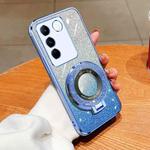 For vivo S16 / S16 Pro Plated Gradient Glitter Round Holder TPU Phone Case(Sierra Blue)