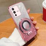 For vivo S12 Pro / V23 Pro Plated Gradient Glitter Round Holder TPU Phone Case(Pink)