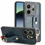 For Redmi Note 14 4G 163.25mm Wristband Leather Back Phone Case(Blue)
