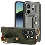 For Redmi Note 14 4G 163.25mm Wristband Leather Back Phone Case(Green)