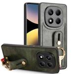 For Redmi Note 14 Pro 4G Wristband Leather Back Phone Case(Green)