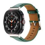 For Samsung Galaxy Watch Ultra 47mm Plain Genuine Leather Watch Band(Green)