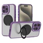 For iPhone 15 Pro Max Bodyguard Rotating Bracket MagSafe Phone Case(Purple)