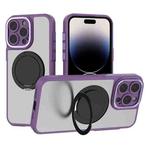 For iPhone 14 Pro Bodyguard Rotating Bracket MagSafe Phone Case(Purple)