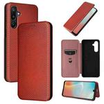For Samsung Galaxy M16 5G / F16 5G Carbon Fiber Texture Flip Leather Phone Case(Brown)