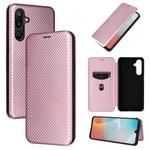 For Samsung Galaxy M16 5G / F16 5G Carbon Fiber Texture Flip Leather Phone Case(Pink)
