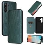 For Samsung Galaxy M16 5G / F16 5G Carbon Fiber Texture Flip Leather Phone Case(Green)