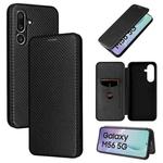For Samsung Galaxy M56 5G Carbon Fiber Texture Flip Leather Phone Case(Black)