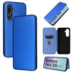 For Samsung Galaxy M56 5G Carbon Fiber Texture Flip Leather Phone Case(Blue)