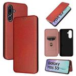 For Samsung Galaxy M56 5G Carbon Fiber Texture Flip Leather Phone Case(Brown)