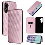 For Samsung Galaxy M56 5G Carbon Fiber Texture Flip Leather Phone Case(Pink)