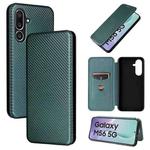For Samsung Galaxy M56 5G Carbon Fiber Texture Flip Leather Phone Case(Green)