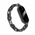 For Xiaomi Smart Band 9 Fashion Hollow Metal Leather Chain Watch Band(Black)