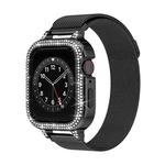 For Apple Watch SE 2023 44mm Diamond TPU Hybrid Metal Frame Milan Watch Band(Black)