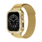 For Apple Watch SE 2023 44mm Diamond TPU Hybrid Metal Frame Milan Watch Band(Gold)