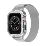 For Apple Watch Series 9 45mm Diamond TPU Hybrid Metal Frame Milan Watch Band(Silver)