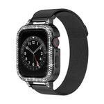 For Apple Watch Series 8 41mm Diamond TPU Hybrid Metal Frame Milan Watch Band(Black)