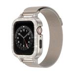 For Apple Watch Series 8 45mm Diamond TPU Hybrid Metal Frame Milan Watch Band(Starlight)