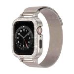 For Apple Watch Series 7 45mm Diamond TPU Hybrid Metal Frame Milan Watch Band(Starlight)