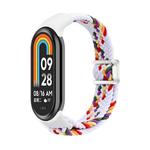 For Xiaomi Smart Band 9 / 8 Nylon Braided Loop Magnetic Buckle Integrated Watch Band(White Rainbow)