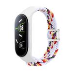 For Xiaomi Mi Band 7 / 6 / 5 / 4 / 3 Nylon Braided Loop Magnetic Buckle Integrated Watch Band(White Rainbow)