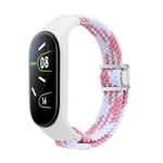 For Xiaomi Mi Band 7 / 6 / 5 / 4 / 3 Nylon Braided Loop Magnetic Buckle Integrated Watch Band(Pink White)