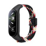 For Xiaomi Mi Band 7 / 6 / 5 / 4 / 3 Nylon Braided Loop Magnetic Buckle Integrated Watch Band(Black Rainbow)