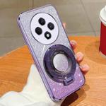 For OPPO Reno12 F 4G Plated Gradient Glitter Round Holder TPU Phone Case(Purple)