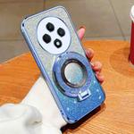 For OPPO Reno12 F 4G Plated Gradient Glitter Round Holder TPU Phone Case(Sierra Blue)
