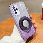 For OPPO A95 4G Plated Gradient Glitter Round Holder TPU Phone Case(Purple)